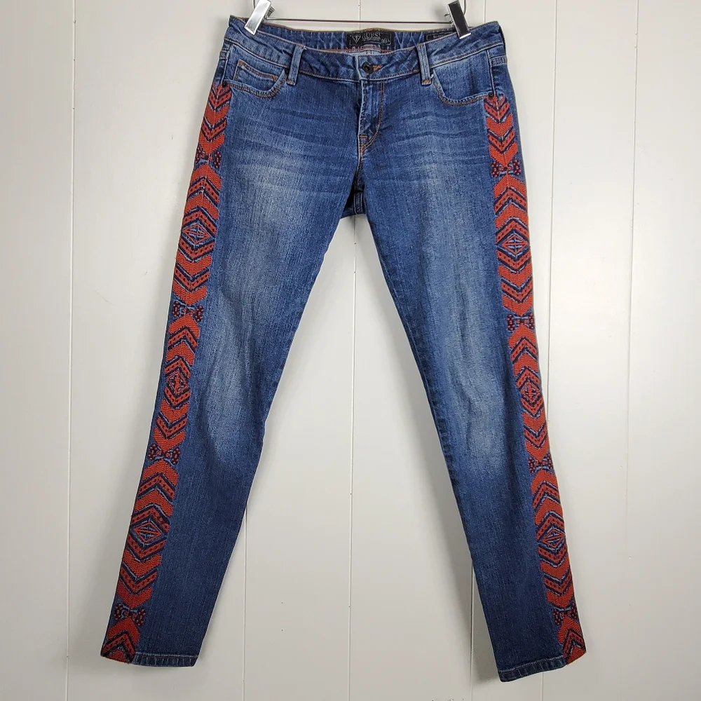 Guess 1981 Beverly- skinny embroidered side jeans Size 29